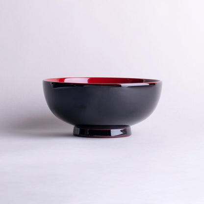 Wooden Daimyo bowl with red interior