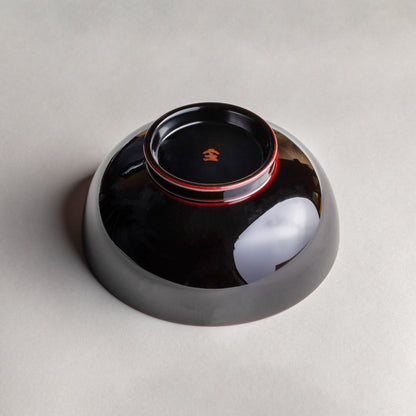 Wooden Daimyo bowl with red interior