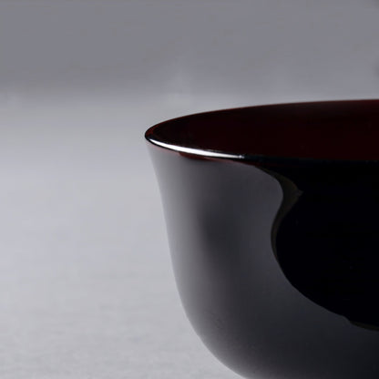 Wooden bowl with red inner lacquer