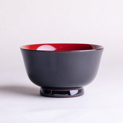 Wooden bowl with red inner lacquer