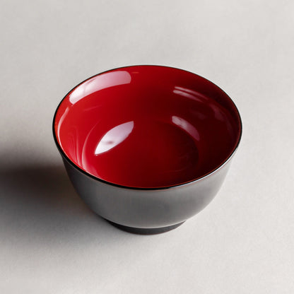 Wooden bowl with red inner lacquer