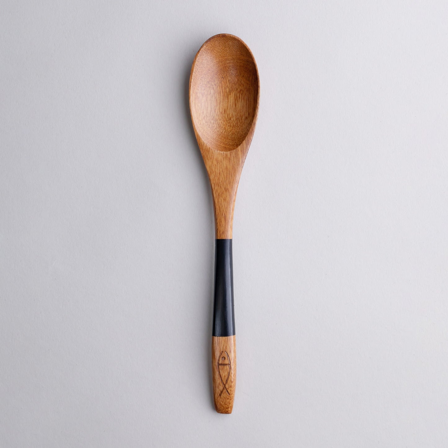 木製 塗分 スプーン 魚彫 大