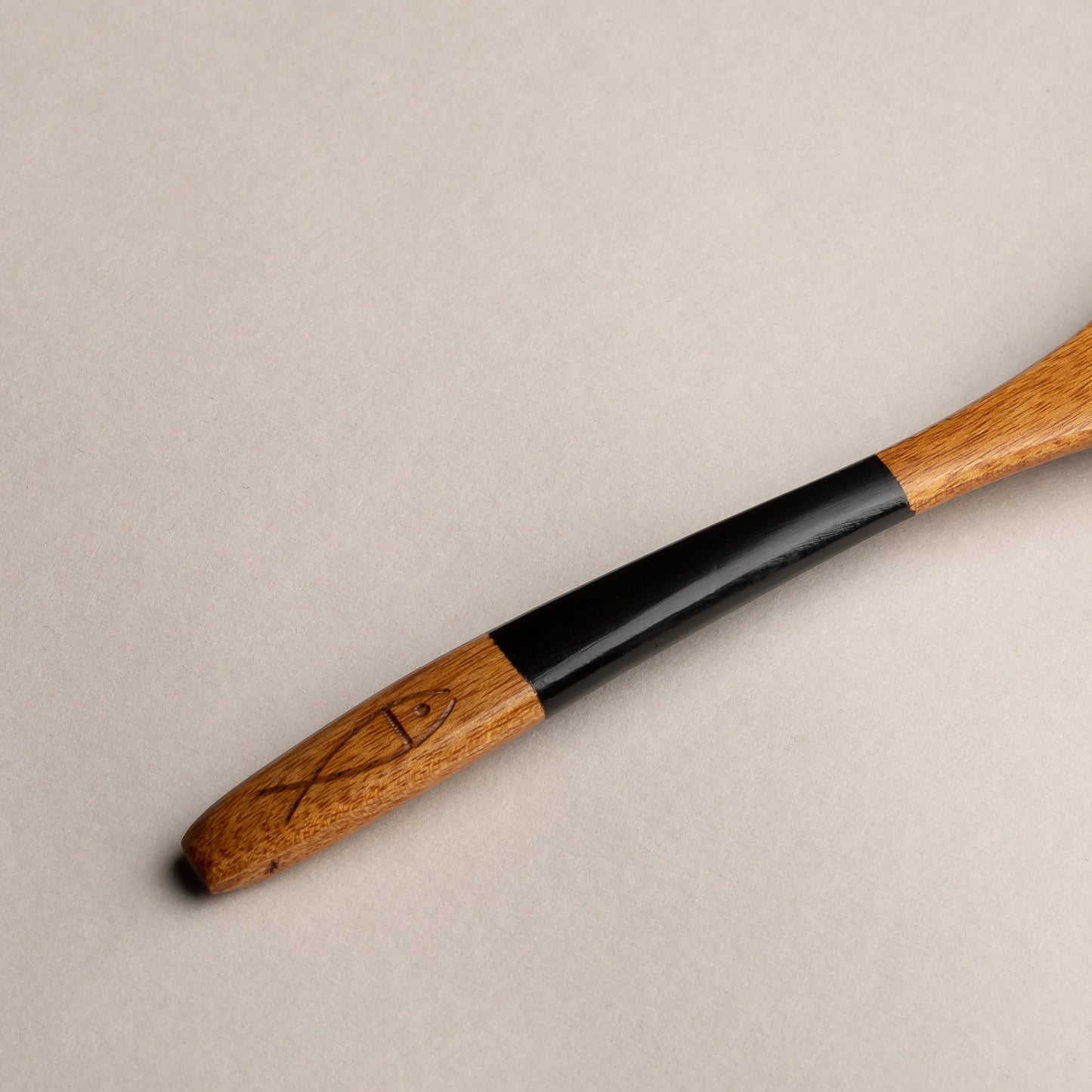 木製 塗分 スプーン 魚彫 大