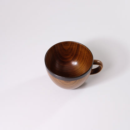 Small wooden soup mug with lacquer finish