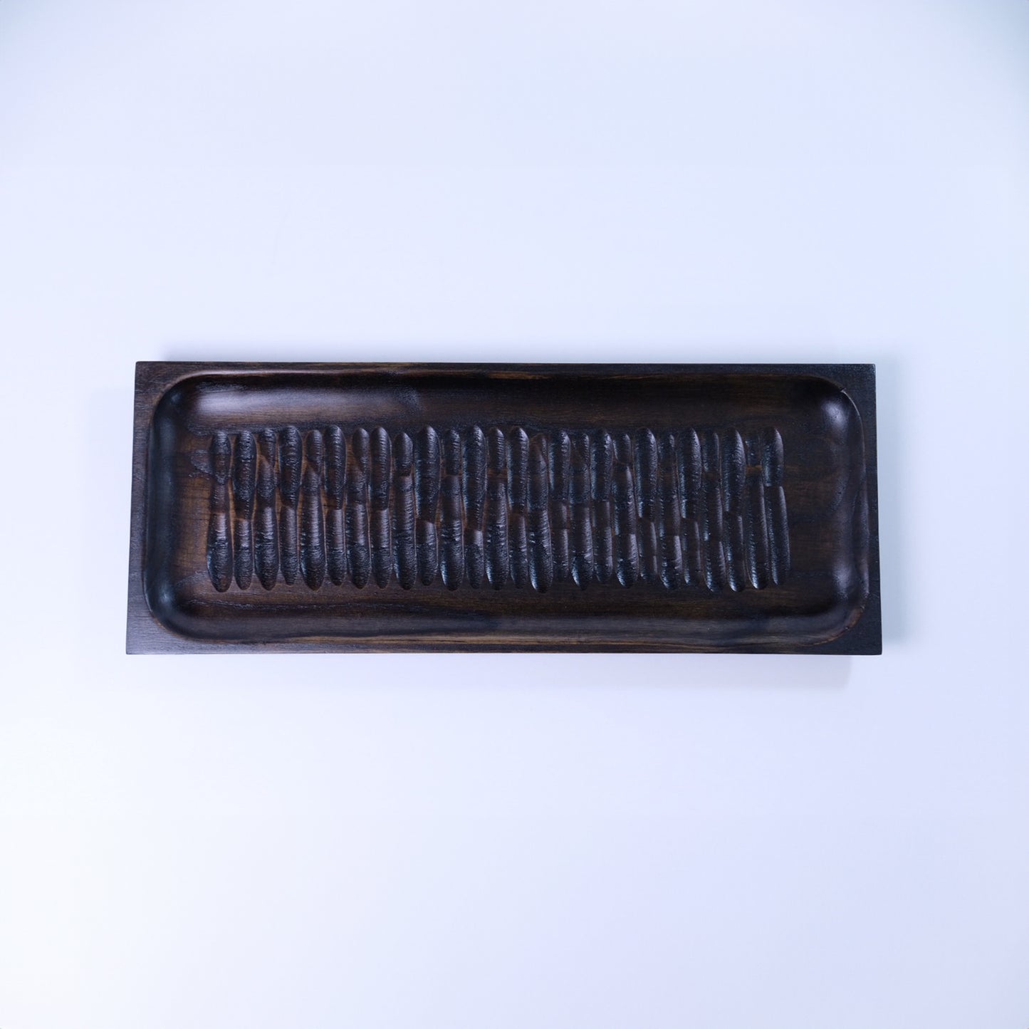 手彫長角皿 中 黒拭漆