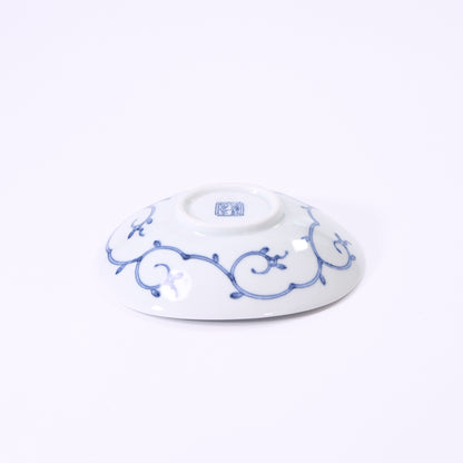 楕円皿 小 流水花文