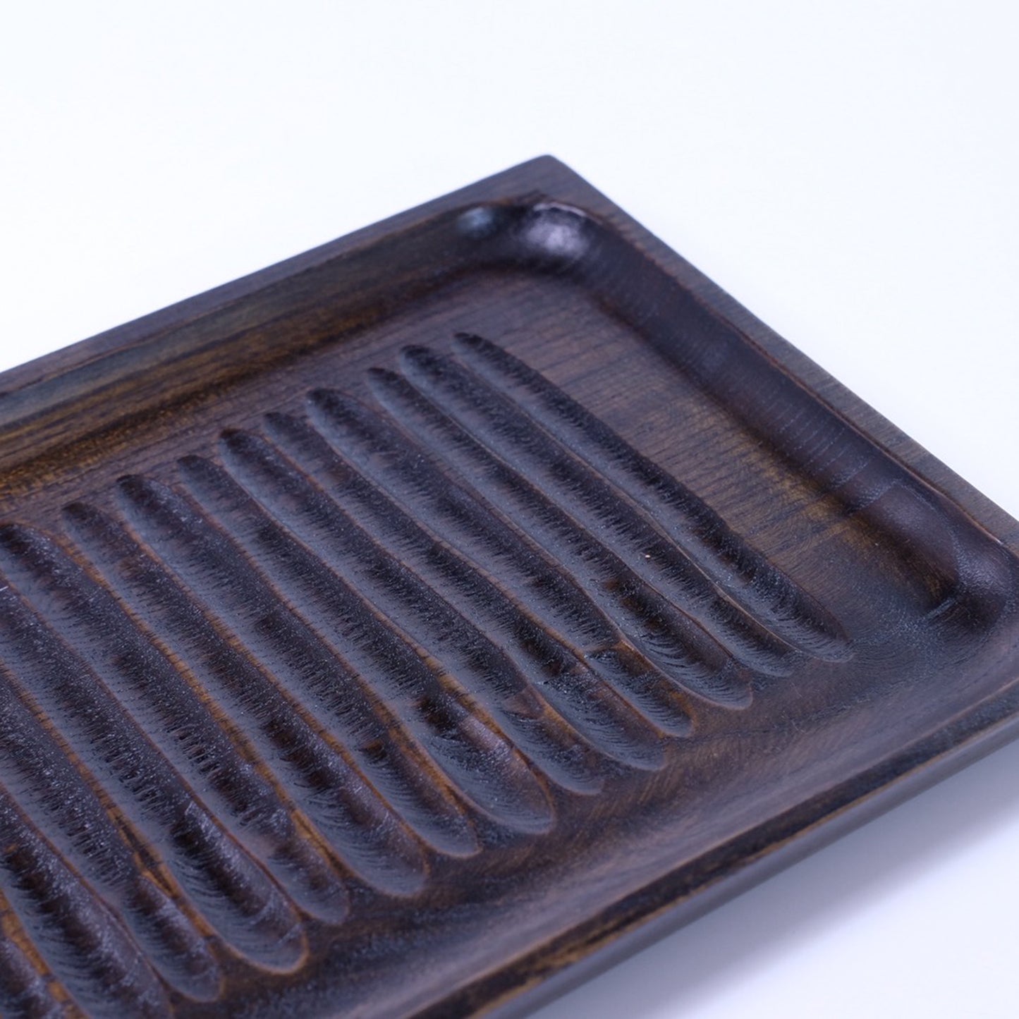 手彫長角皿 大 黒拭漆
