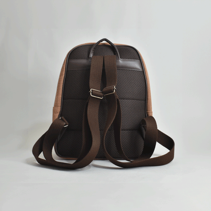 Persimmon dyed hand-painted Daruma backpack