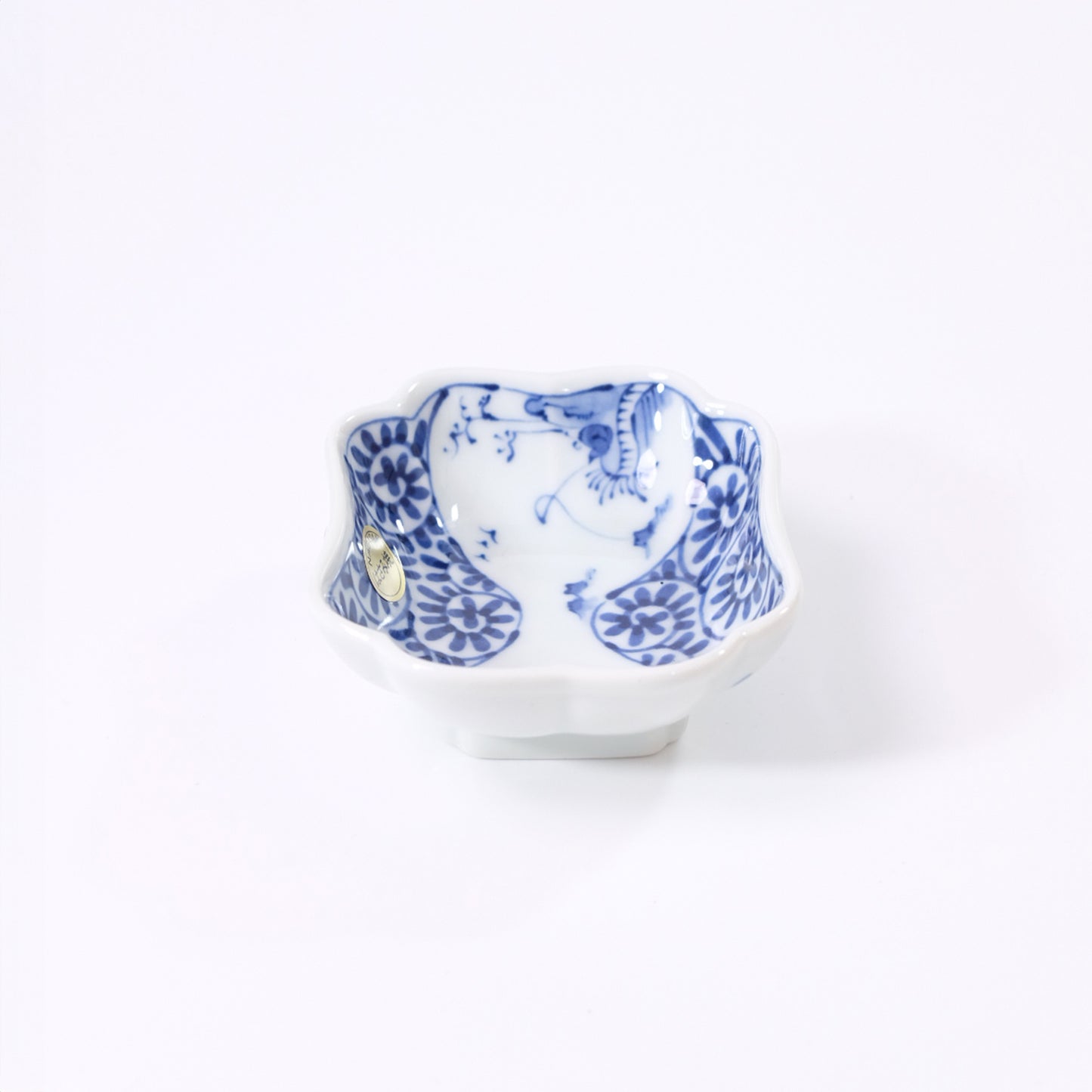 Small square plate with landscape and octopus arabesque pattern