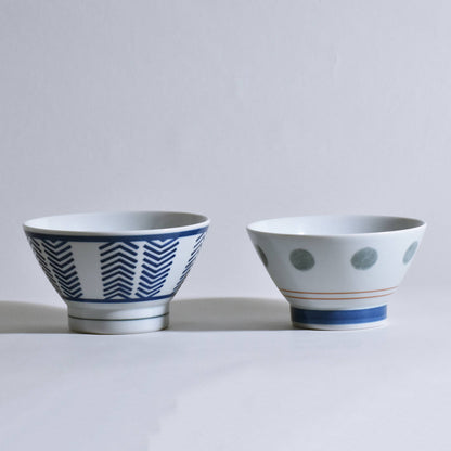 Arrow Gray Dot Pair Kurawanka Bowl Set