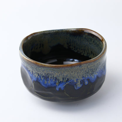 青釉金流し 抹茶碗