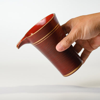 ハケ目 酒器 ライン根来塗