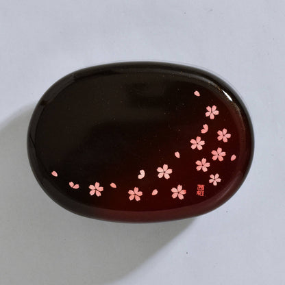 Oval bento box Akane Sakura red