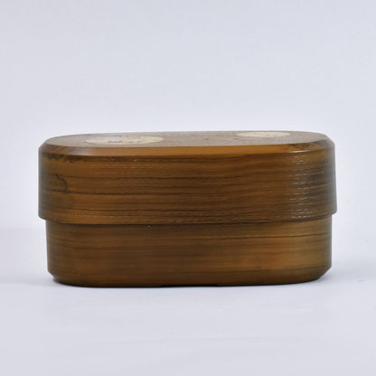 Men's Oval Wood Grain Lunch Box Yellow Wood Grain Owl