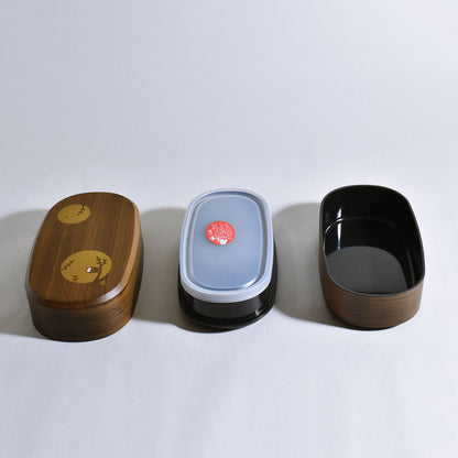 Men's Oval Wood Grain Lunch Box Yellow Wood Grain Owl
