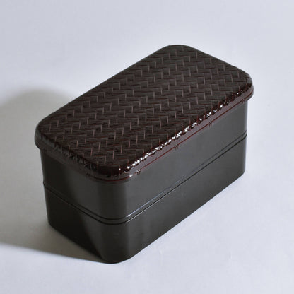 Ajiro Long Rectangular Two-Tier Lunch Box, Medium