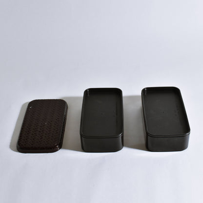 Ajiro Long Rectangular Two-Tier Lunch Box, Medium