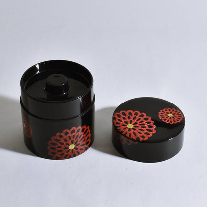 茶筒 花紋 ブラック