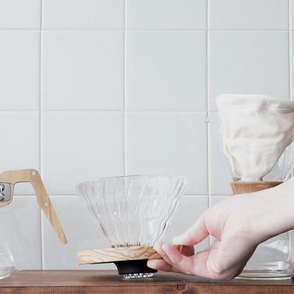 V60 Heat-resistant glass dripper, olive wood, 1-4