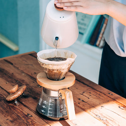V60 耐熱ガラス透過ドリッパー オリーブウッド 1-2