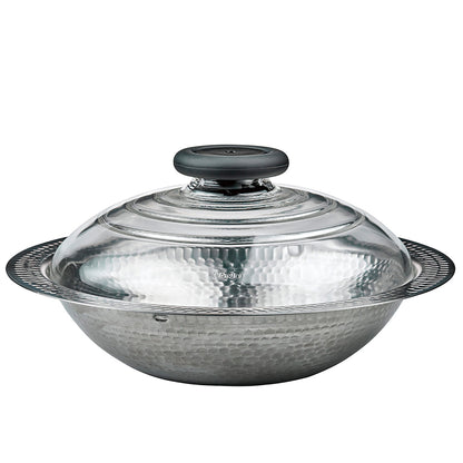 Stainless steel pot with glass lid, Yukihira, 26cm