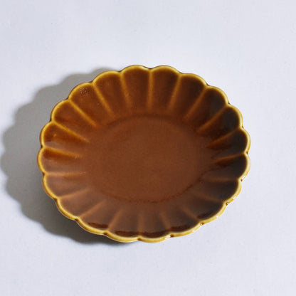 カラー 菊型小皿