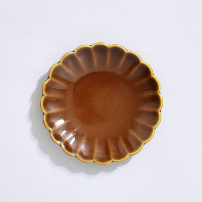 カラー 菊型小皿