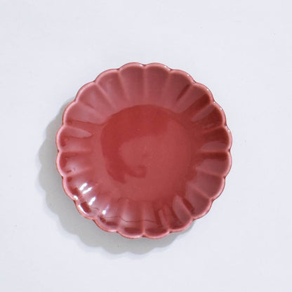 カラー 菊型小皿