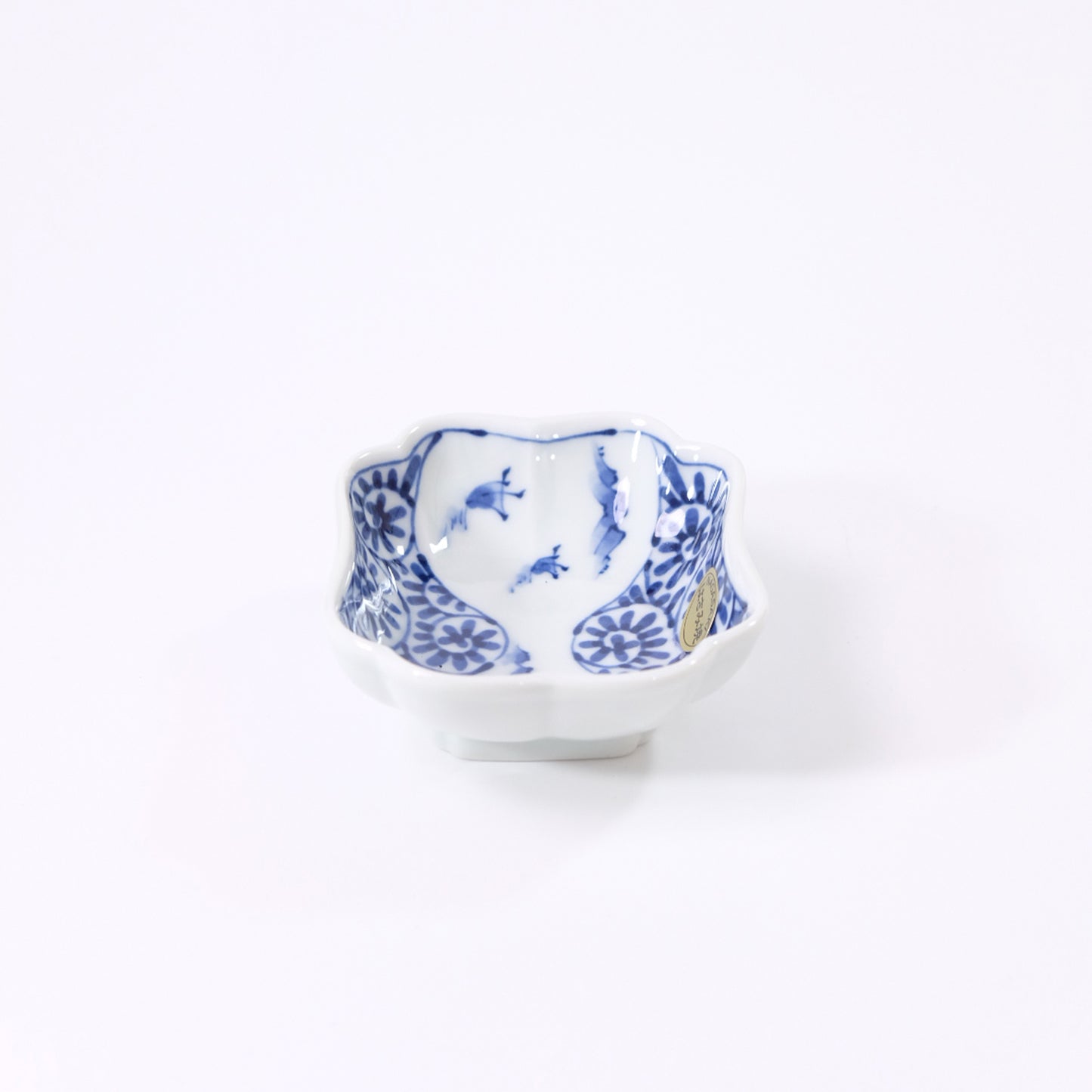 Small square plate with landscape and octopus arabesque pattern