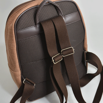 Persimmon dyed hand-painted Daruma backpack
