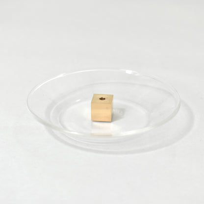 Brass top glass dish cube