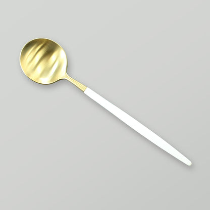GOA WHITE/GOLD DESSERT SPOON