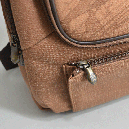Persimmon dyed hand-painted Daruma backpack