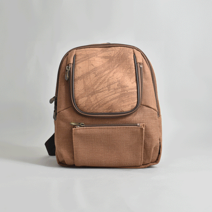 Persimmon dyed hand-painted Daruma backpack