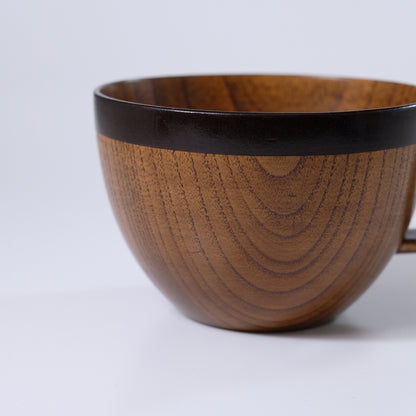 Large wooden soup mug with lacquer finish