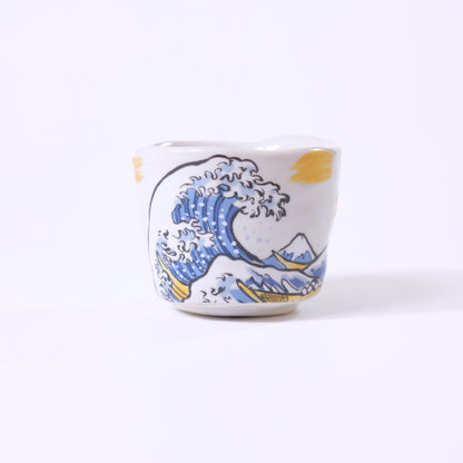 Edo Travel Tokkuri and Sake Cup Set Seigaiha