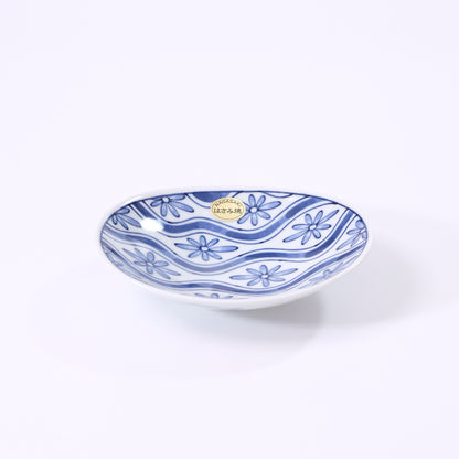 楕円皿 小 流水花文