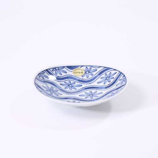 楕円皿 小 流水花文