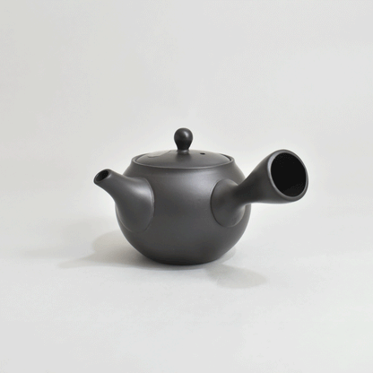 Black clay teapot small round