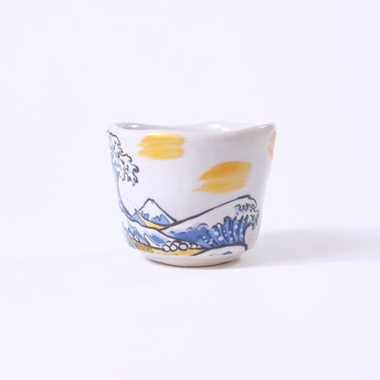 Edo Travel Tokkuri and Sake Cup Set Seigaiha