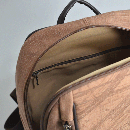 Persimmon dyed hand-painted Daruma backpack