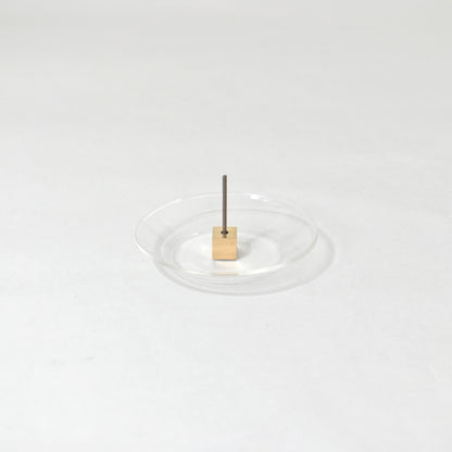 Brass top glass dish cube
