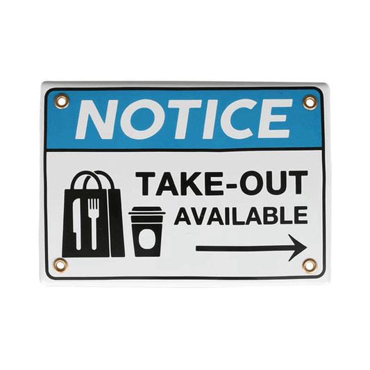 Enameled sign TAKE OUT