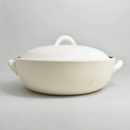 IH clay pot with ceramic coating on the inside, size 9, white