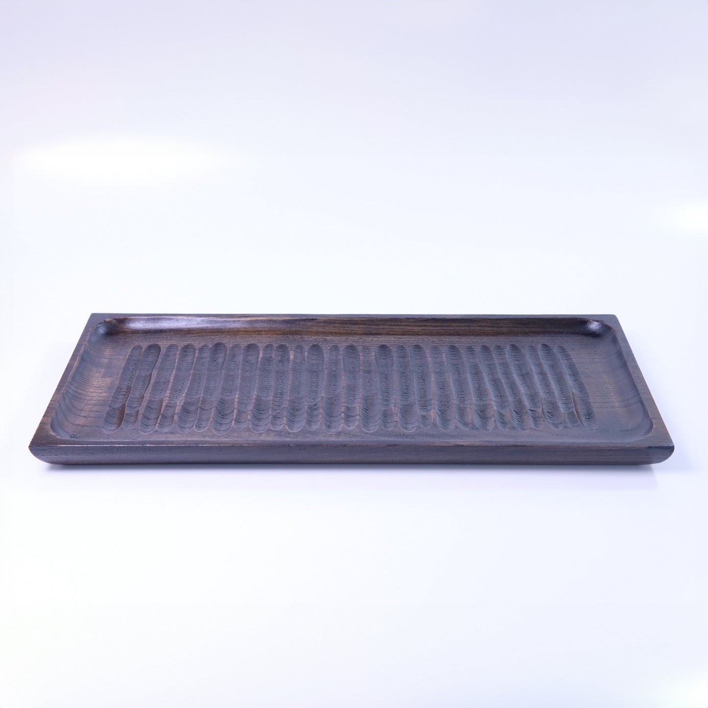 手彫長角皿 大 黒拭漆