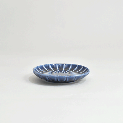 Gyaman 3-inch plate, navy blue eggplant