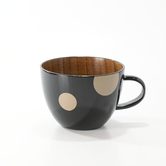 Wooden soup cup, polka dot