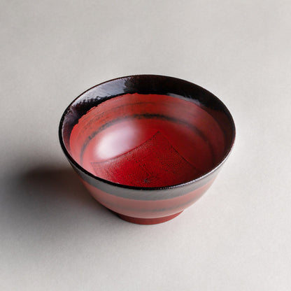 Small wooden rice bowl, Negoro lacquer
