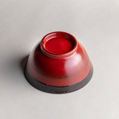 Small wooden rice bowl, Negoro lacquer
