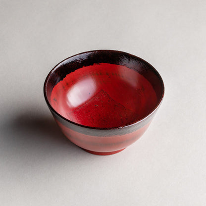 Small wooden rice bowl, Negoro lacquer